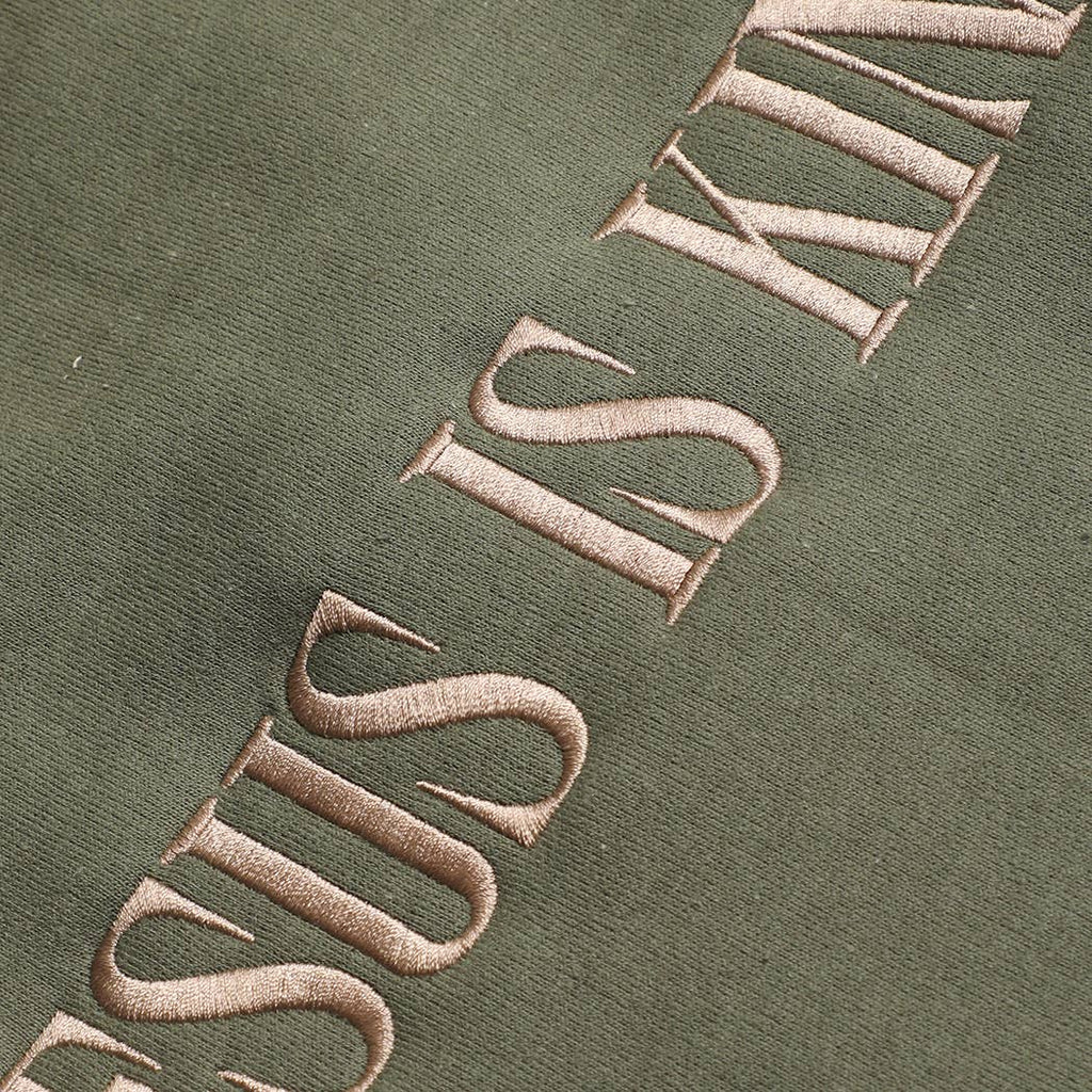 JESUS IS KING Embroidered Heavyweight Sweatshirt: INDIGO BLUE / S