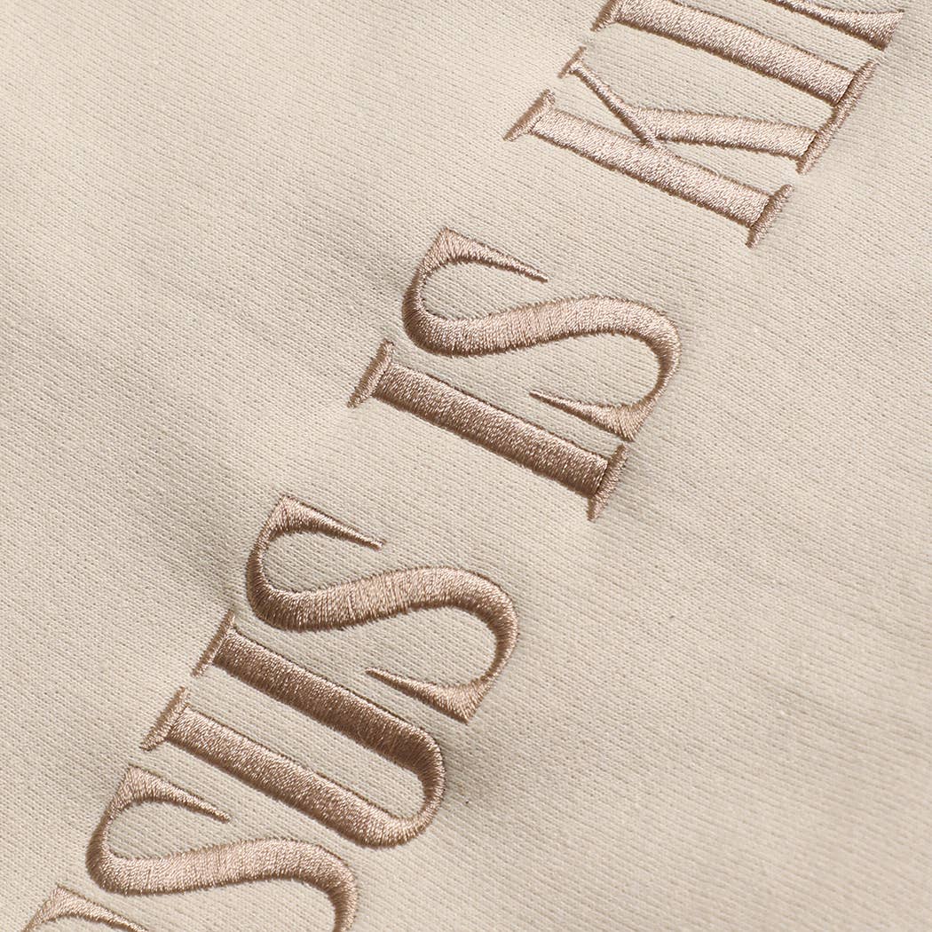 JESUS IS KING Embroidered Heavyweight Sweatshirt: INDIGO BLUE / S