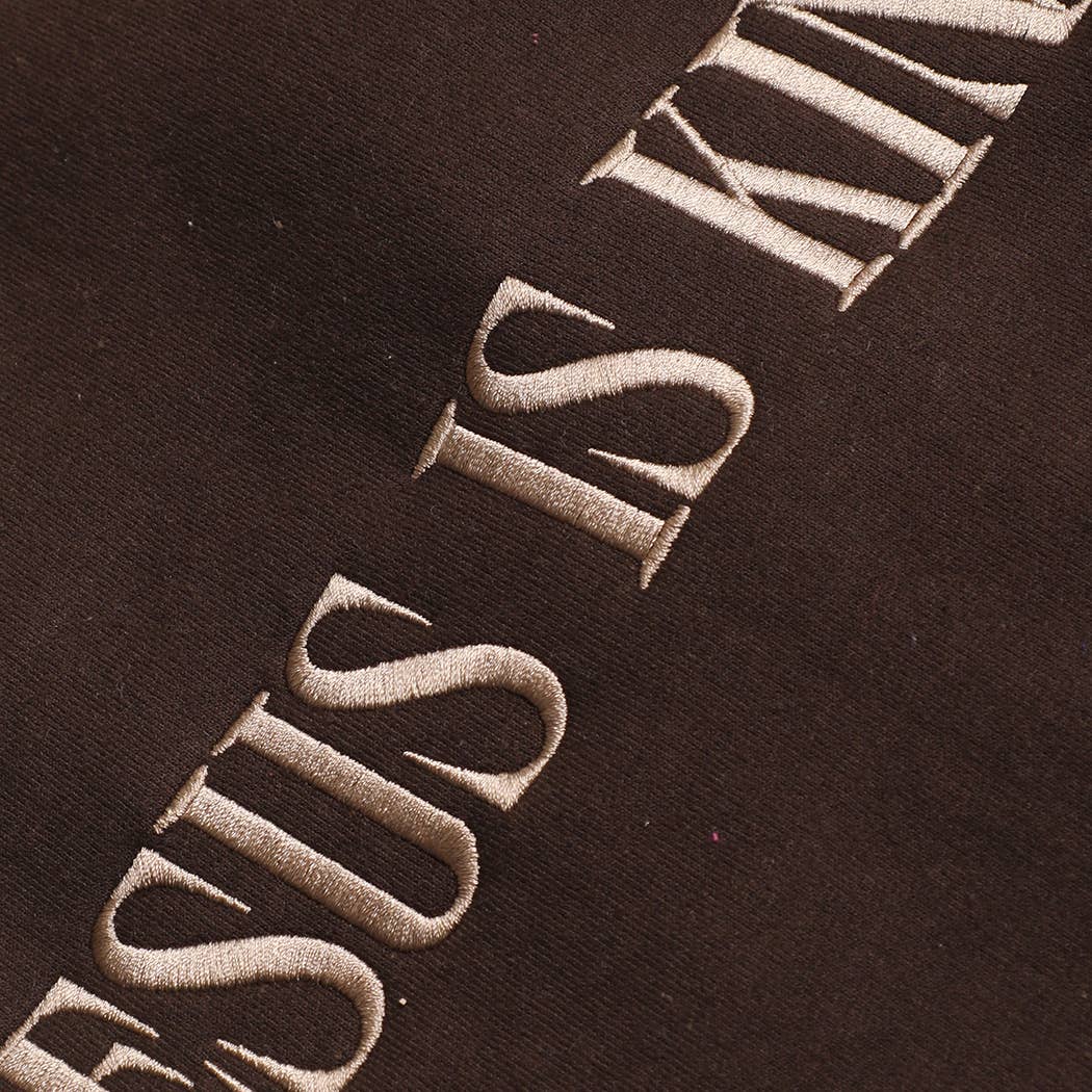 JESUS IS KING Embroidered Heavyweight Sweatshirt: INDIGO BLUE / S