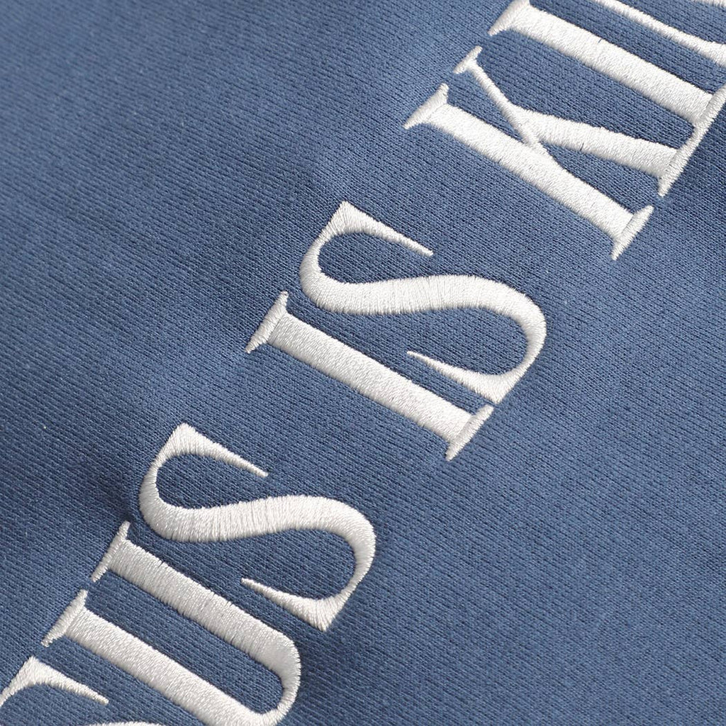 JESUS IS KING Embroidered Heavyweight Sweatshirt: INDIGO BLUE / S