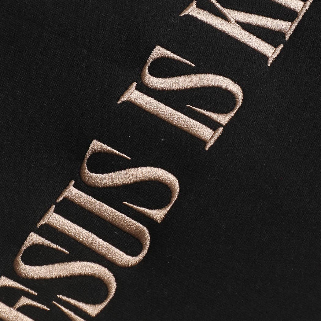 JESUS IS KING Embroidered Heavyweight Sweatshirt: INDIGO BLUE / S